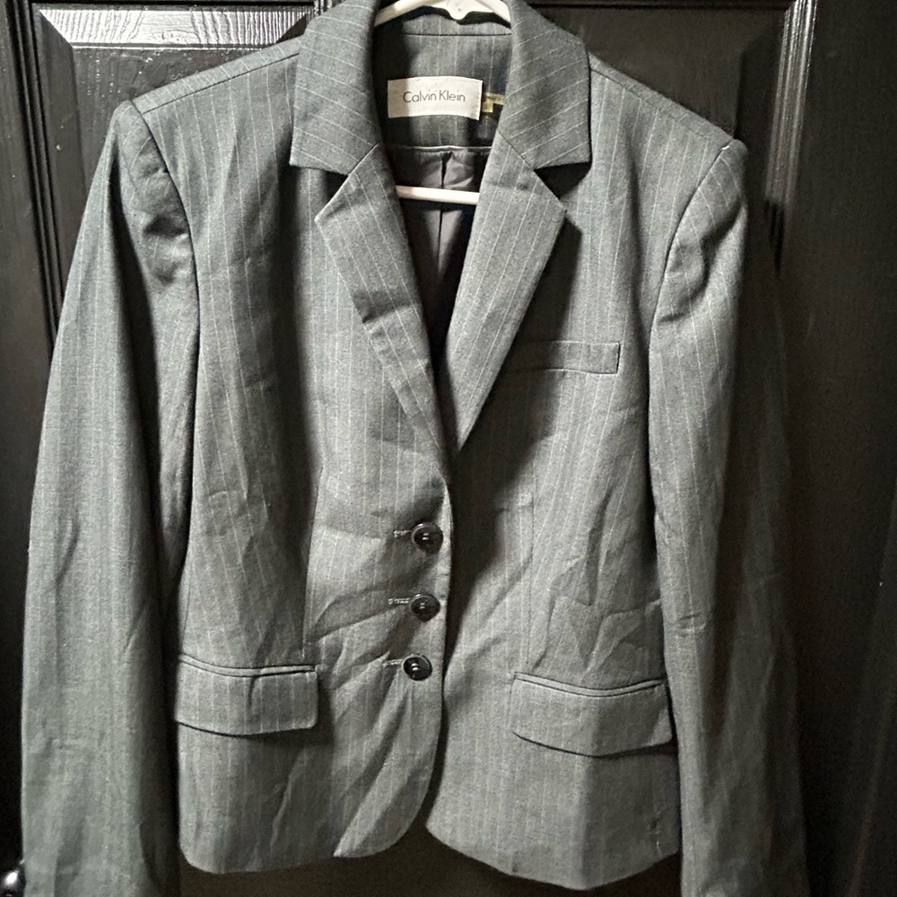 Calvin Klein Women's Charcoal Pinstripe Blazer